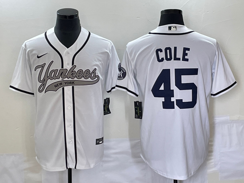 Men's New York Yankees Gerrit Cole #45 White Jersey Joint Edition